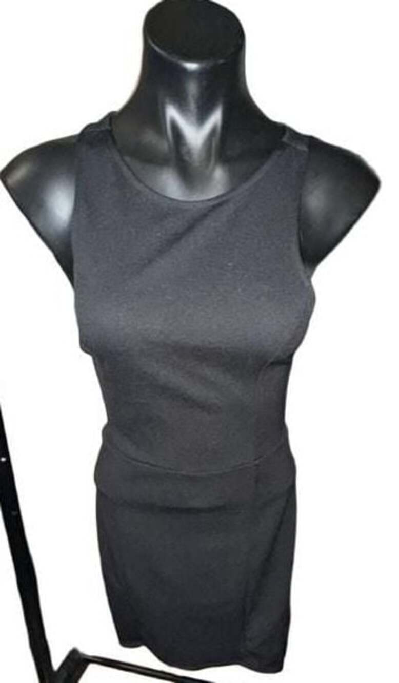 Lush Black Sleeveless Midi Sheath Dress with Lattice Cutout Back